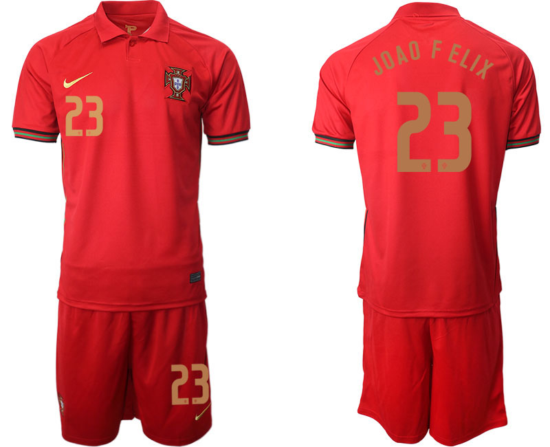Men 2021 European Cup Portugal home red #23 Soccer Jersey->portugal jersey->Soccer Country Jersey